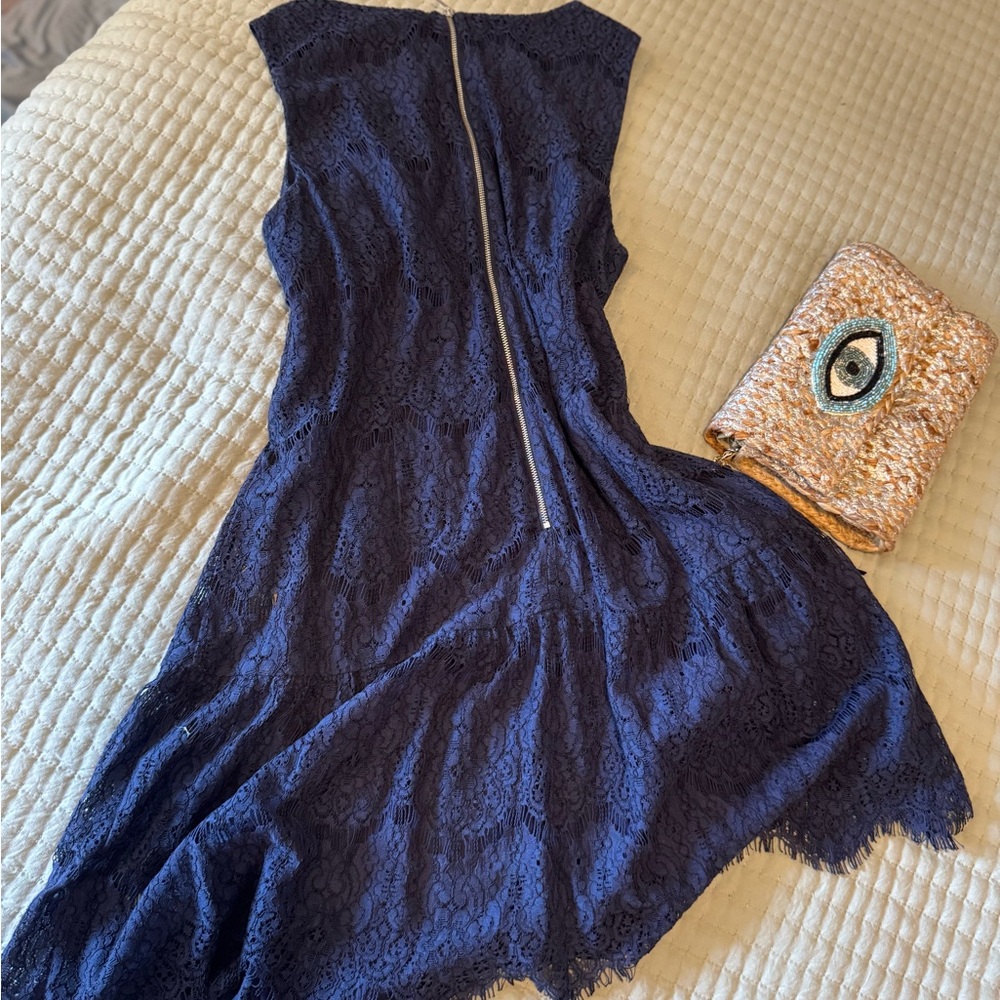 Karl Lagerfeld Navy Lace Mini Dress - Picture 8 of 8